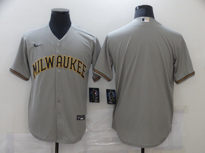 Men's Milwaukee Brewers Gray Blank Jersey